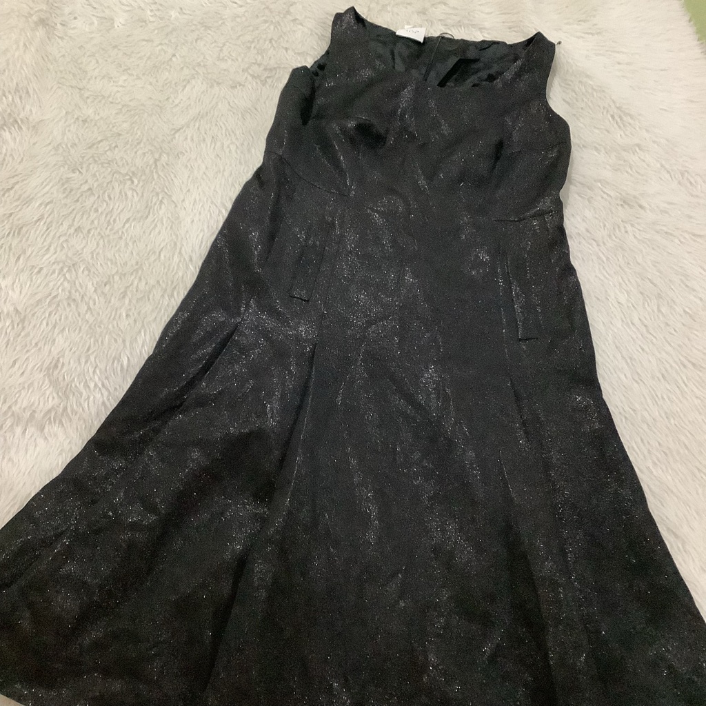 Akris Punto Black Shimmering Metallic Long Black Dress Size 14